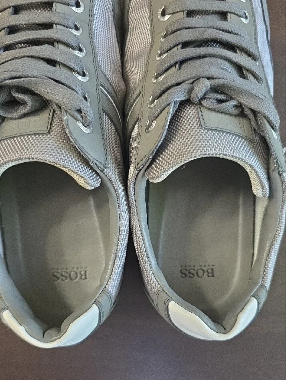 Boss Men's Gray Low-Top Lace-Up Sneakers